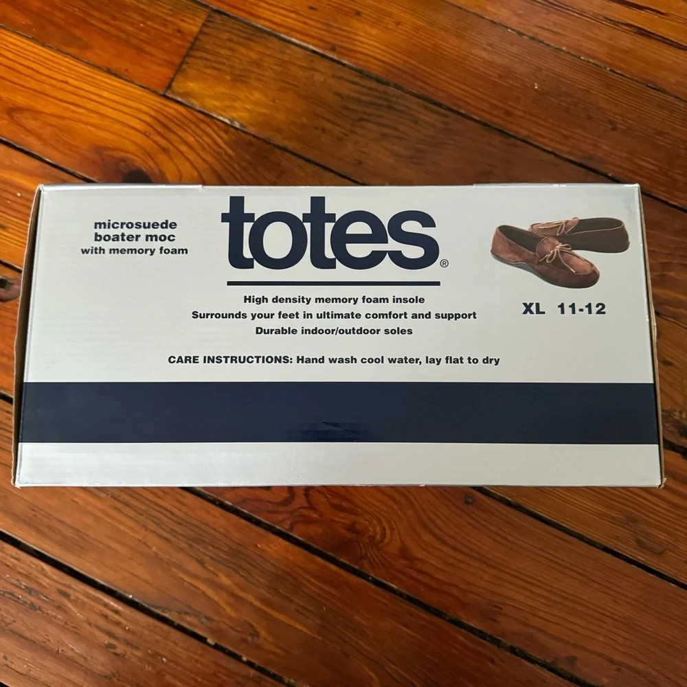 Totes Men’s Cognac Slippers with Memory Foam Size XL 11-12 Indoor/Outdoor Sole